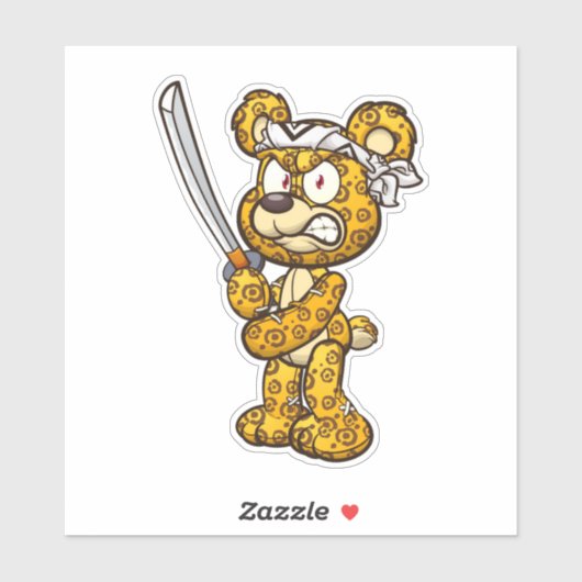 Sticker Ours de pitié - Samurai (Feuille)