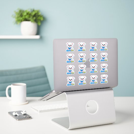 Sticker Ours de progrès de lecture Kawaii Bon travail ense (Ordinateur portable sur le bureau)