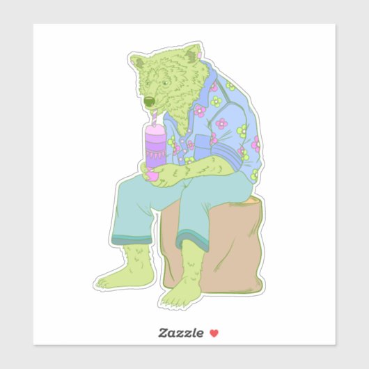 Sticker Ours de soif (Feuille)