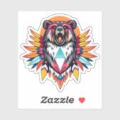 Sticker Ours décoré autochtone (Feuille)