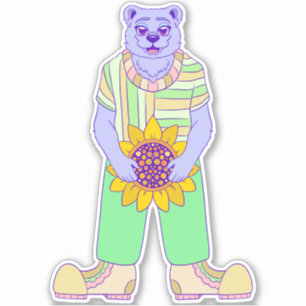 Sticker Ours d'été heureux