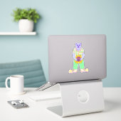 Sticker Ours d'été heureux (Ordinateur portable sur le bureau)