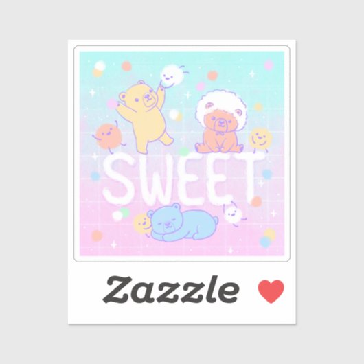 Sticker Ours doux avec monstres en luffy (Feuille)