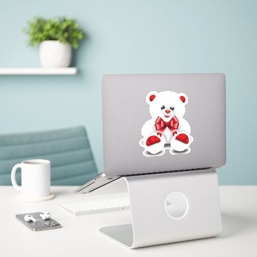 Sticker Ours en peluche (Ordinateur portable sur le bureau)