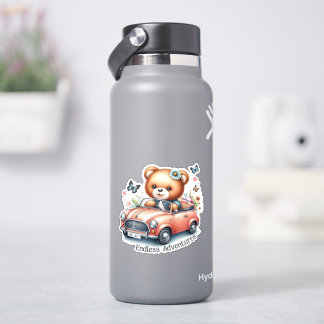 Sticker Ours en peluche conduisant une voiture décapotable