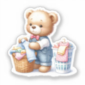 Sticker Ours en peluche mignon pliage de linge (Recto)