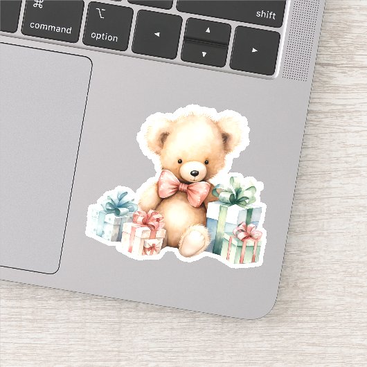 Sticker Ours en peluche mignonne avec cadeaux de Noël (Détail)