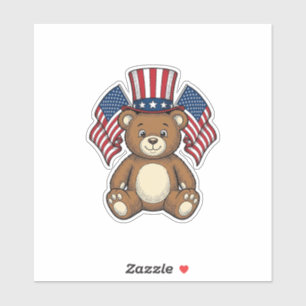 Sticker Ours en peluche patriotique vintage vecteur concep