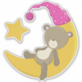 Sticker Ours endormi, Ours sur la Lune, Ourson mignon (Devant)
