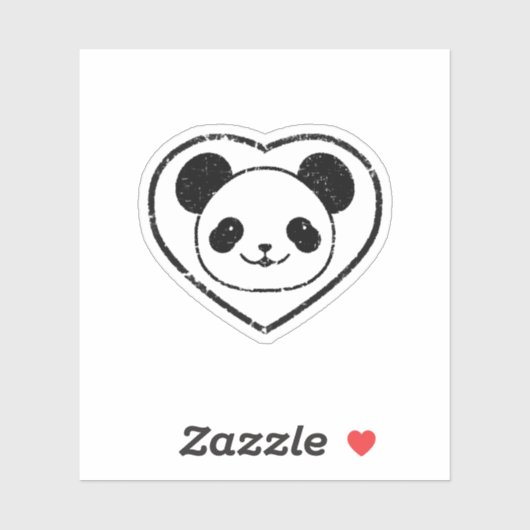 Sticker Ours Et Coeur De Panda En Caoutchouc (Feuille)