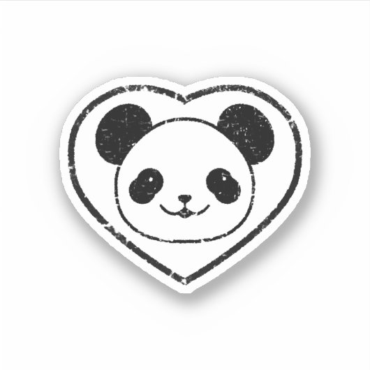 Sticker Ours Et Coeur De Panda En Caoutchouc (Devant)
