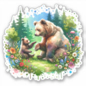 Sticker Ours et cubes d'aquarelle (Devant)