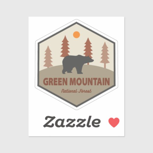 Sticker Ours forestier national de Green Mountain (Feuille)