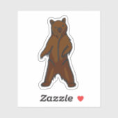 Sticker Ours grizzli Brown Rustique dessiné à la main (Feuille)