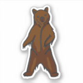 Sticker Ours grizzli Brown Rustique dessiné à la main (Devant)