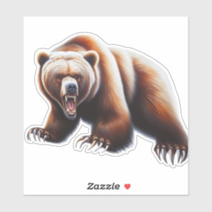 Sticker Ours grizzli en colère