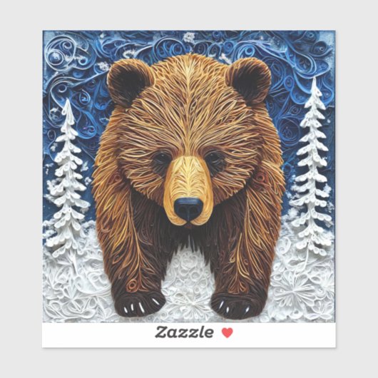 Sticker Ours grizzly (Feuille)