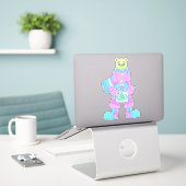 Sticker Ours heureux (Ordinateur portable sur le bureau)