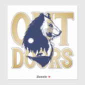 Sticker Ours kodiak loup faune forestière extérieur (Feuille)