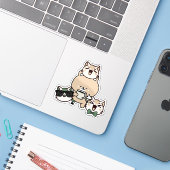 Sticker Ours mignon avec prothèse de jambe, café et cupcak (Ordinateur portable avec iPhone)