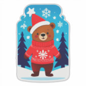 Sticker Ours Mignon En Pull De Noël (Devant)