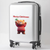 Sticker Ours mignon en pull de Noël (Sur valise)