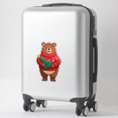 Sticker Ours mignon en pull de Noël (Sur valise)