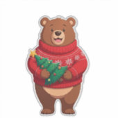 Sticker Ours mignon en pull de Noël (Devant)