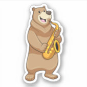 Sticker Ours musicien avec saxophone (Devant)