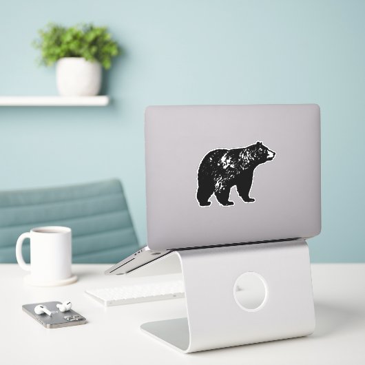 Sticker Ours noir (Ordinateur portable sur le bureau)