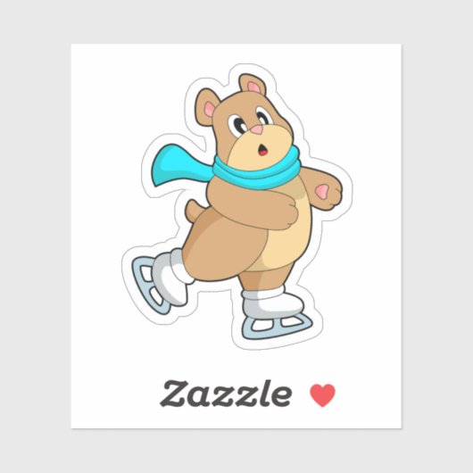 Sticker Ours Patinage sur glace Patins sur glace (Feuille)