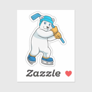 Sticker Ours polaire au hockey sur glace avec bâton