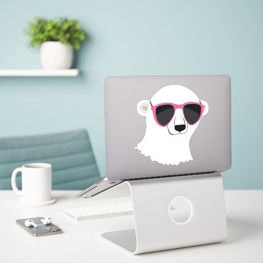 Sticker Ours polaire cool (Ordinateur portable sur le bureau)