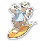 Sticker Ours polaire cool surf avec cocktail Dessin (Devant)