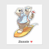 Sticker Ours polaire cool surf avec cocktail Dessin (Feuille)