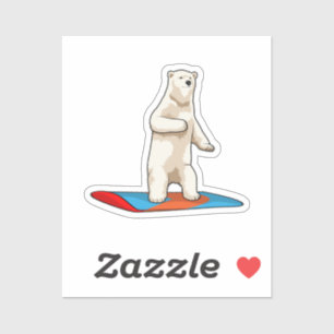 Sticker Ours polaire en Snowboardeur avec Snowboard
