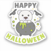 Sticker Ours polaire Joyeux Chat Cauldron Halloween (Devant)