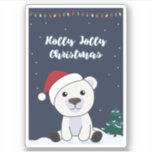 Sticker Ours polaire Noël Neige hiver Animaux Polar Sti<br><div class="desc">L'ours polaire pour Noël avec des lumières féeriques. Animaux amusants avec des cadeaux et de la neige aux vacances. Aussi drôle pour Noël en juillet. Les ours polaires sont des animaux sucrés et parfaits pour Noël.</div>