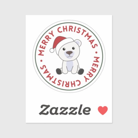 Sticker Ours polaire Noël Neige hiver Animaux Polar Sti (Feuille)