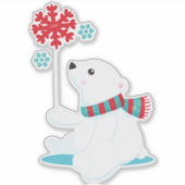 Sticker Ours Polaire, Ours À L'Écharpe, Ours Mignonne, Fla (Devant)