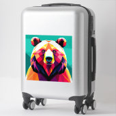 Sticker Ours polygonal de style abstrait (Sur valise)