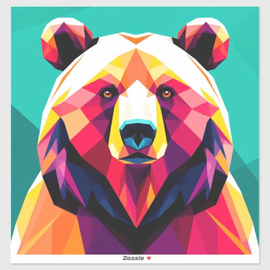 Sticker Ours polygonal de style abstrait (Feuille)