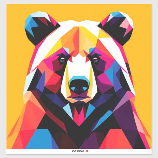 Sticker Ours polygonal de style abstrait (Feuille)