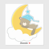 Sticker Ours Qui Dort, Petit Ours, Ours Sur La Lune (Feuille)