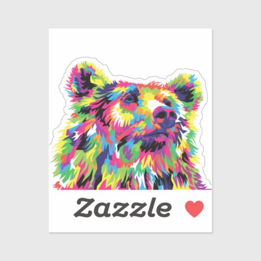 Sticker Ours Spirit Animal Pop Art (Feuille)