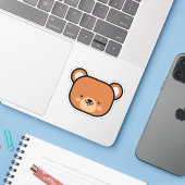 Sticker Ourson mignon (Ordinateur portable avec iPhone)