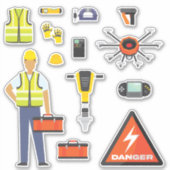 Sticker Outils de travail de construction pour enfants (Devant)