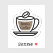 Sticker Outline Livres & Café (Feuille)