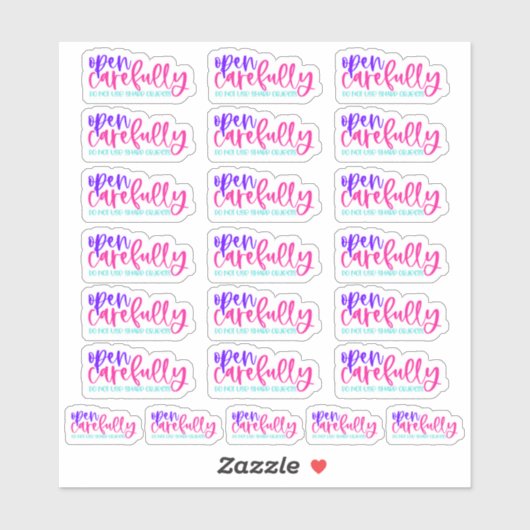 Sticker Ouvrez Soigneusement, N'Utilisez Pas D'Objets Shar (Feuille)