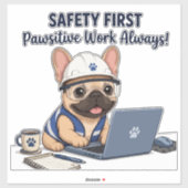 Sticker Ouvrier de la construction Frenchie Sécurité d'abo (Feuille)